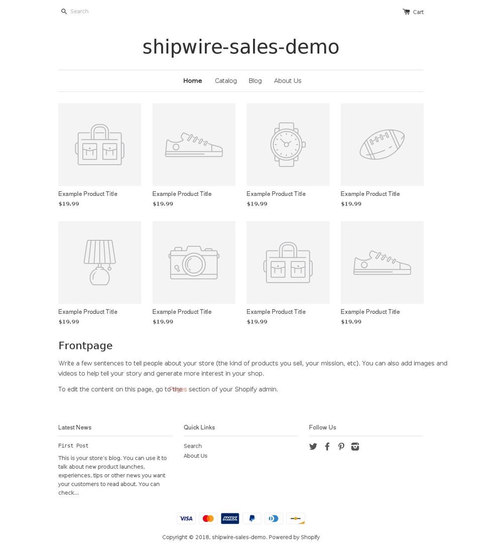 shipwire-sales-demo.myshopify.com shopify website screenshot