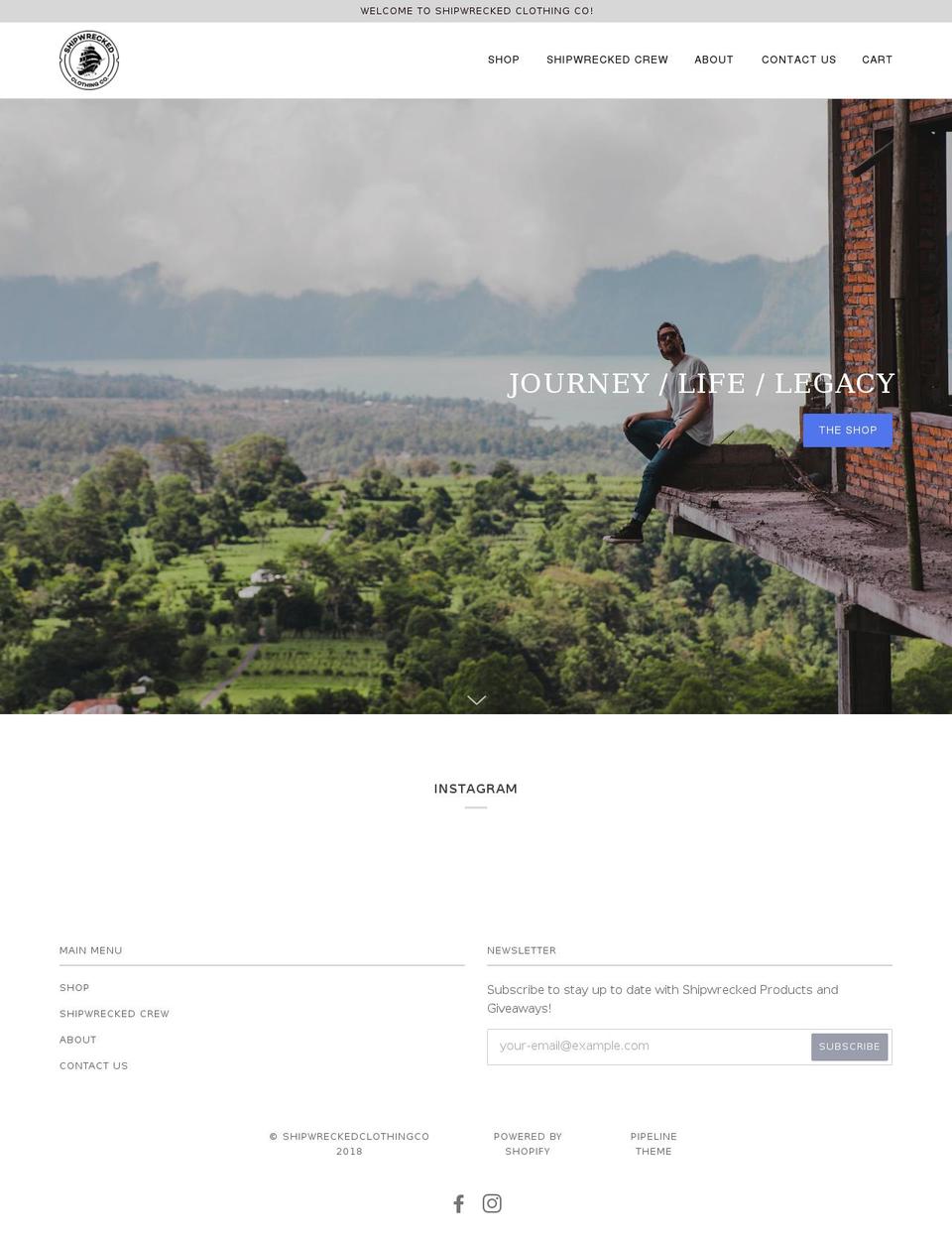 shipwreckedclothingco.com — Shopify storefront screenshot