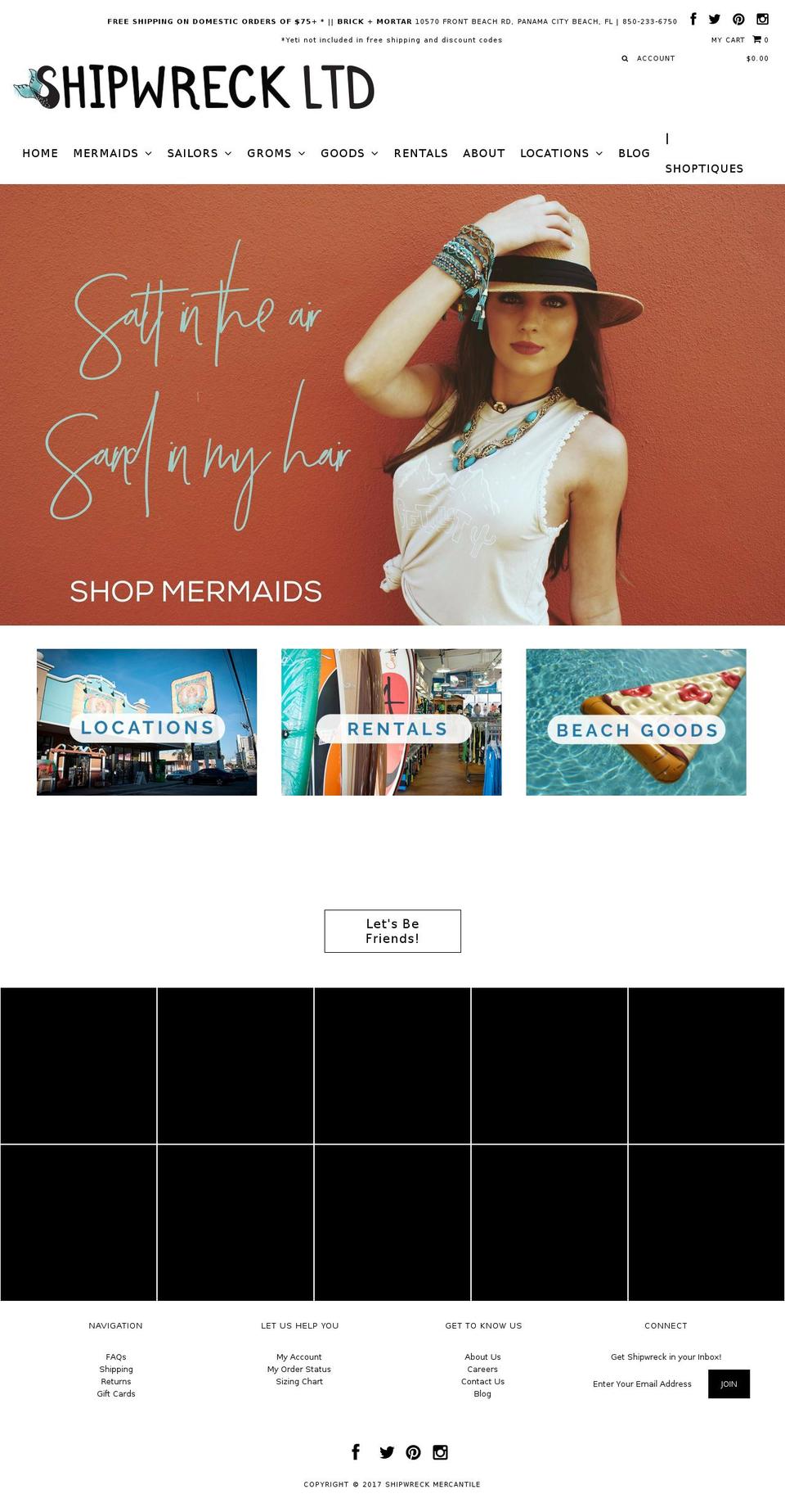 shipwreckltd.com shopify website screenshot