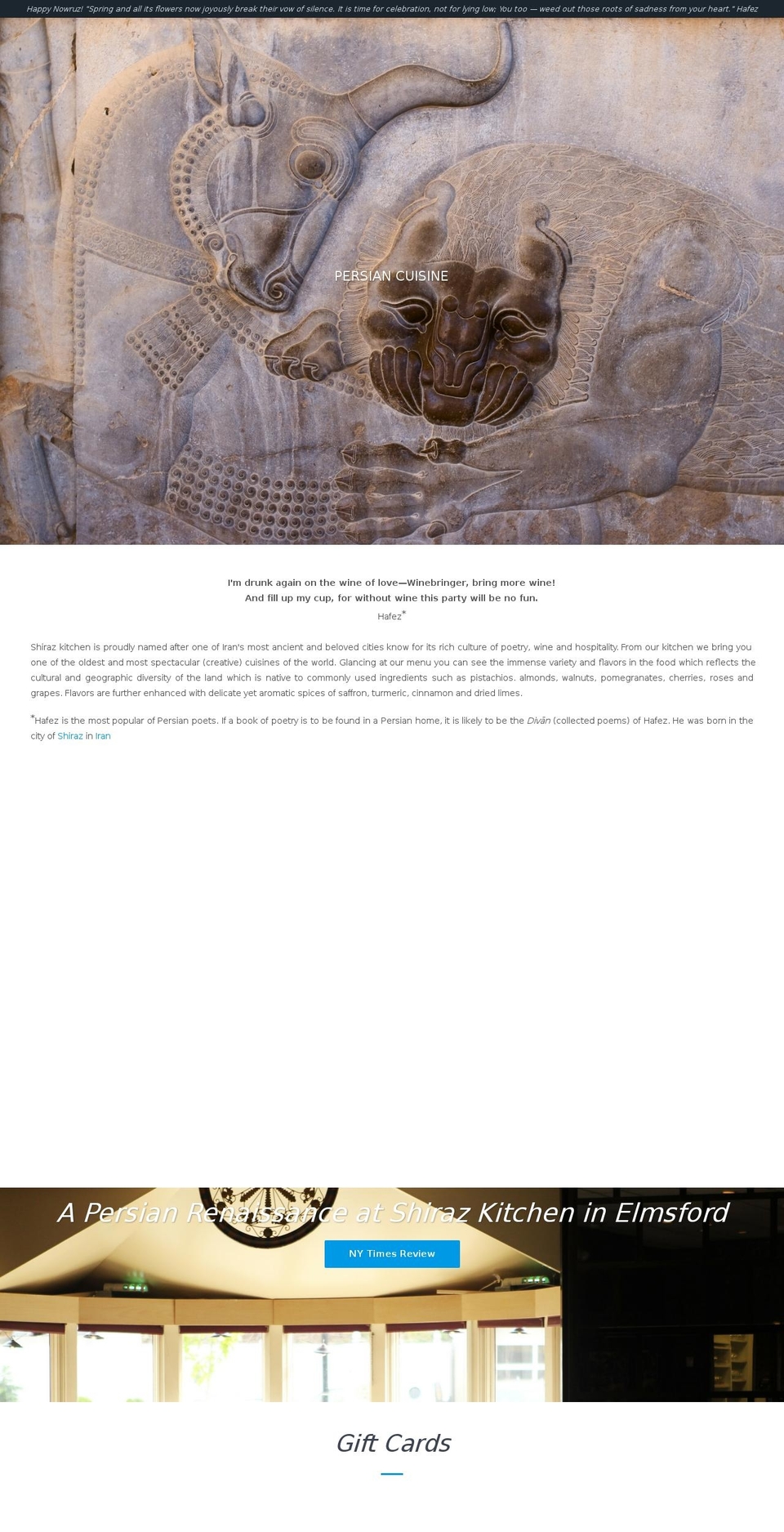 shirazkitchen.com shopify website screenshot