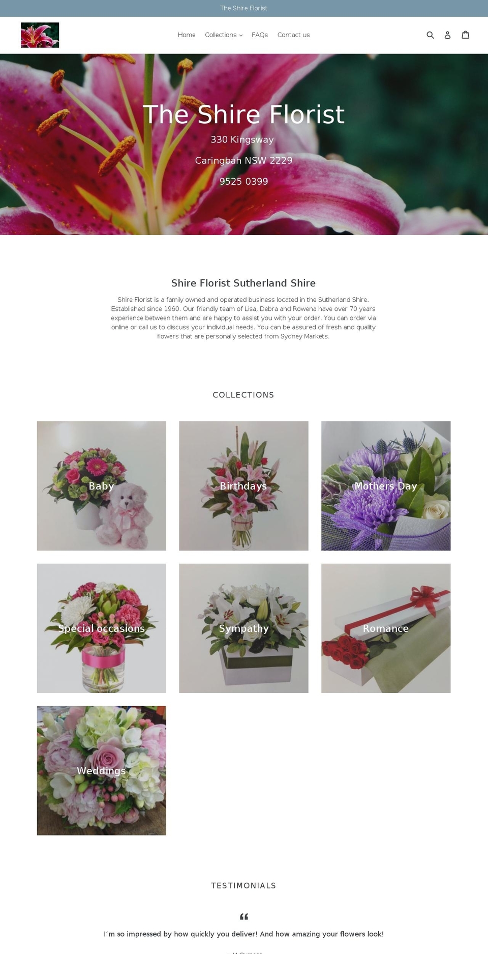 shireflorist.com.au shopify website screenshot