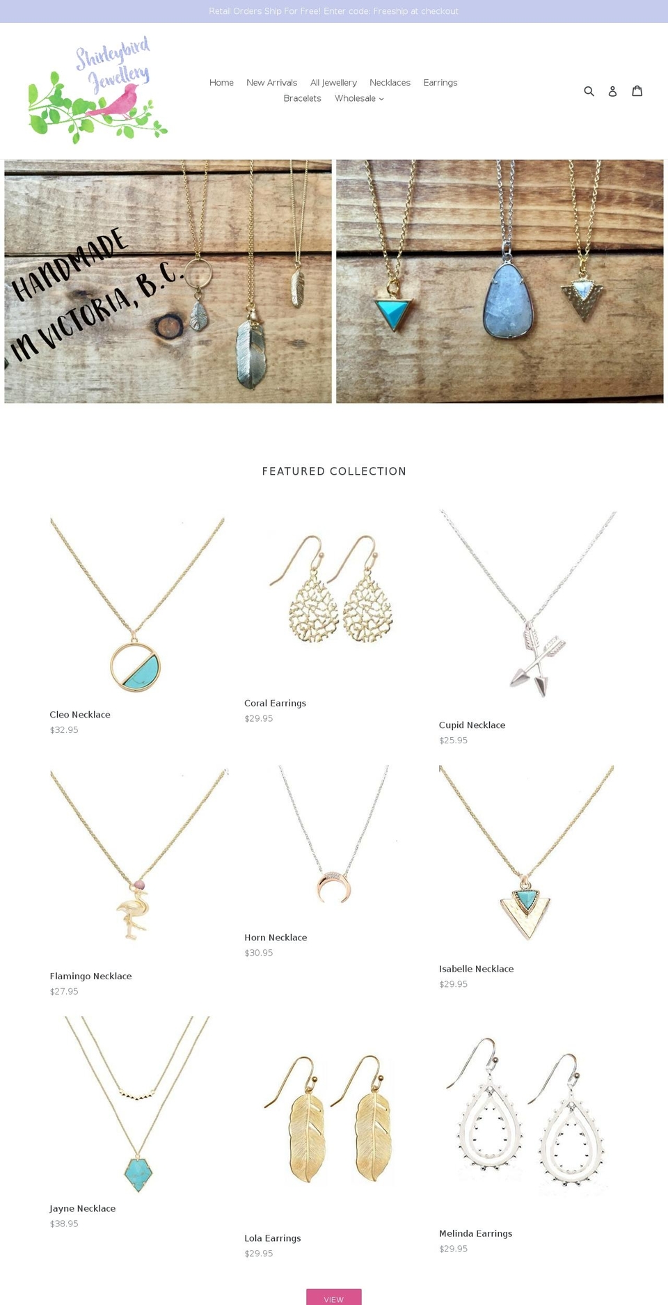 shirleybirdjewellery.com — Shopify storefront screenshot