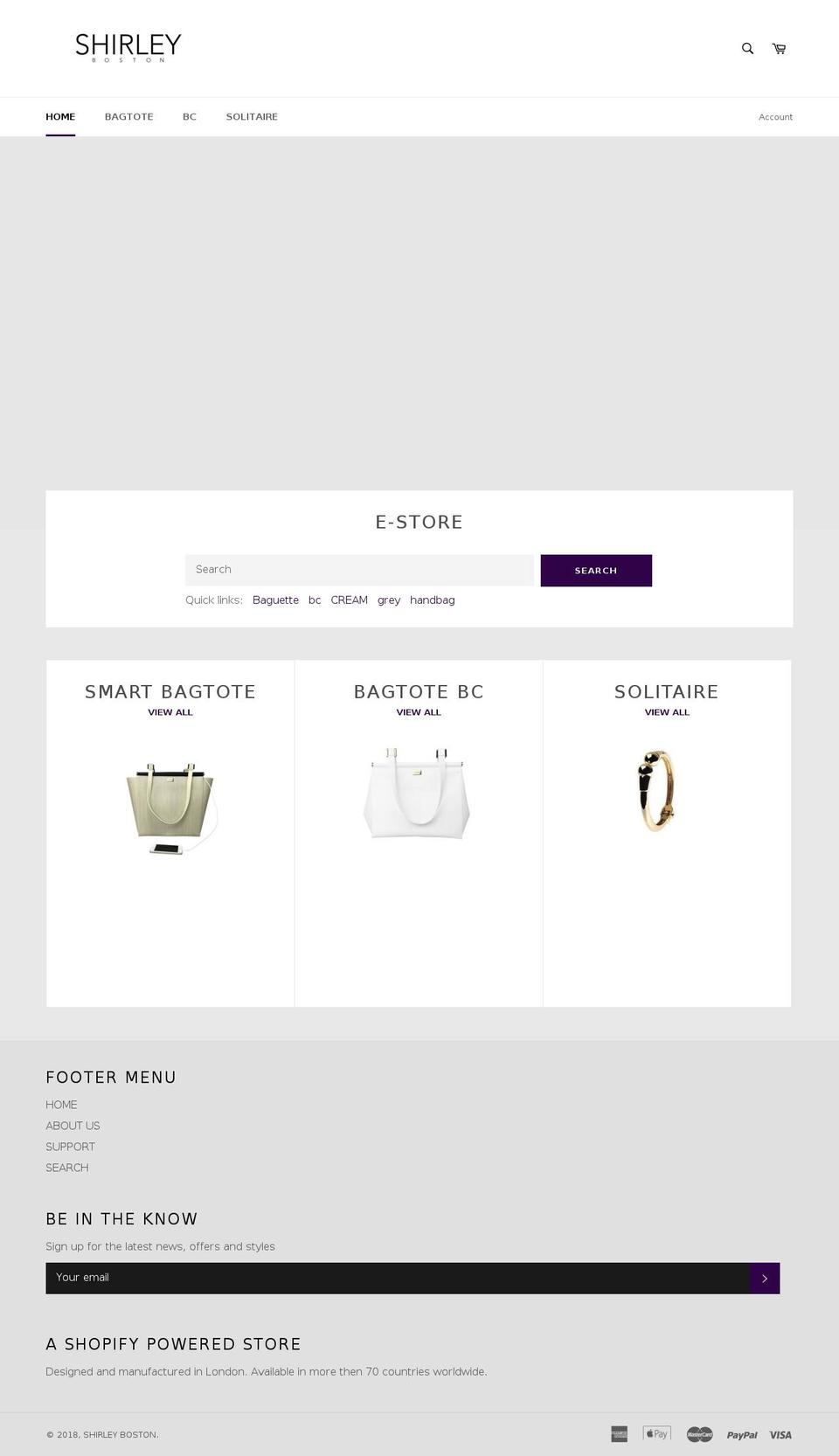 SHIRLEY BOSTON Shopify theme site example shirleyboston.com