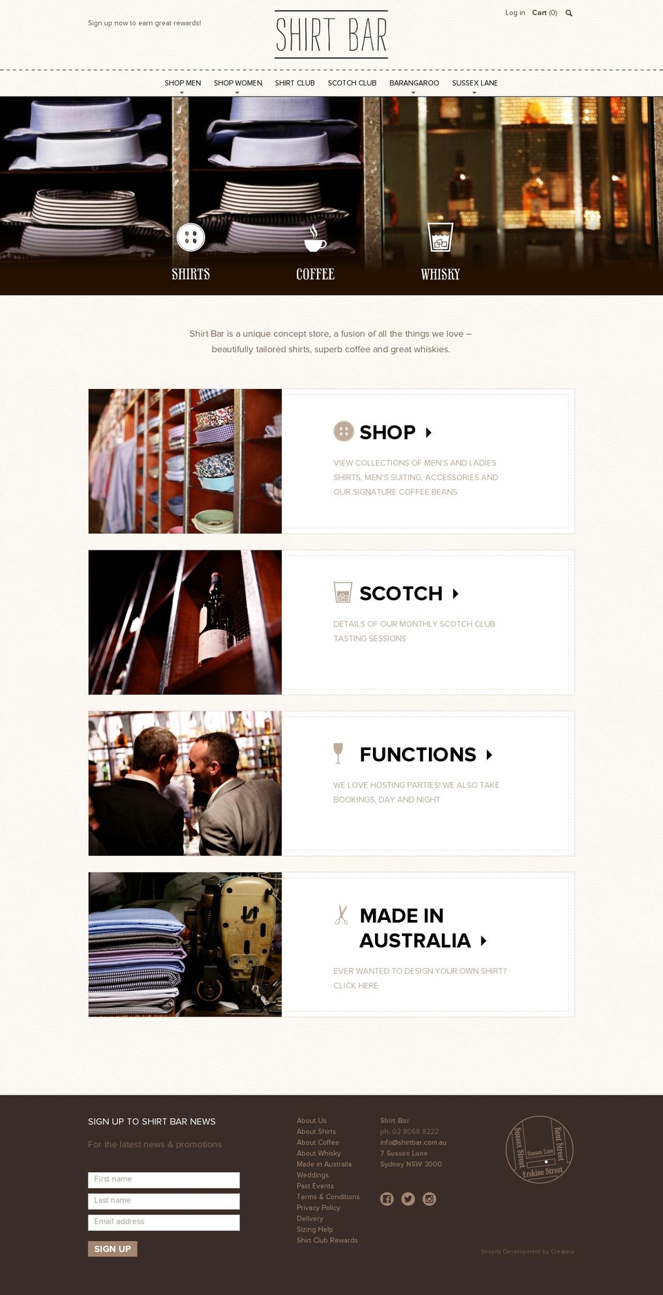 shirtbar.com.au shopify website screenshot