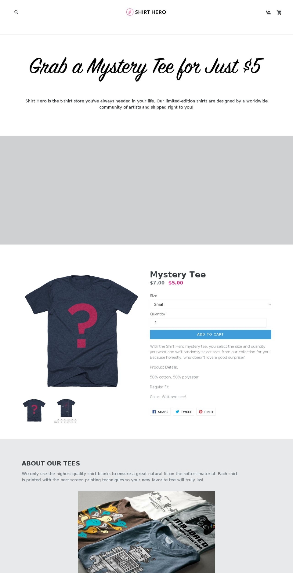shirthero.com — Shopify storefront screenshot