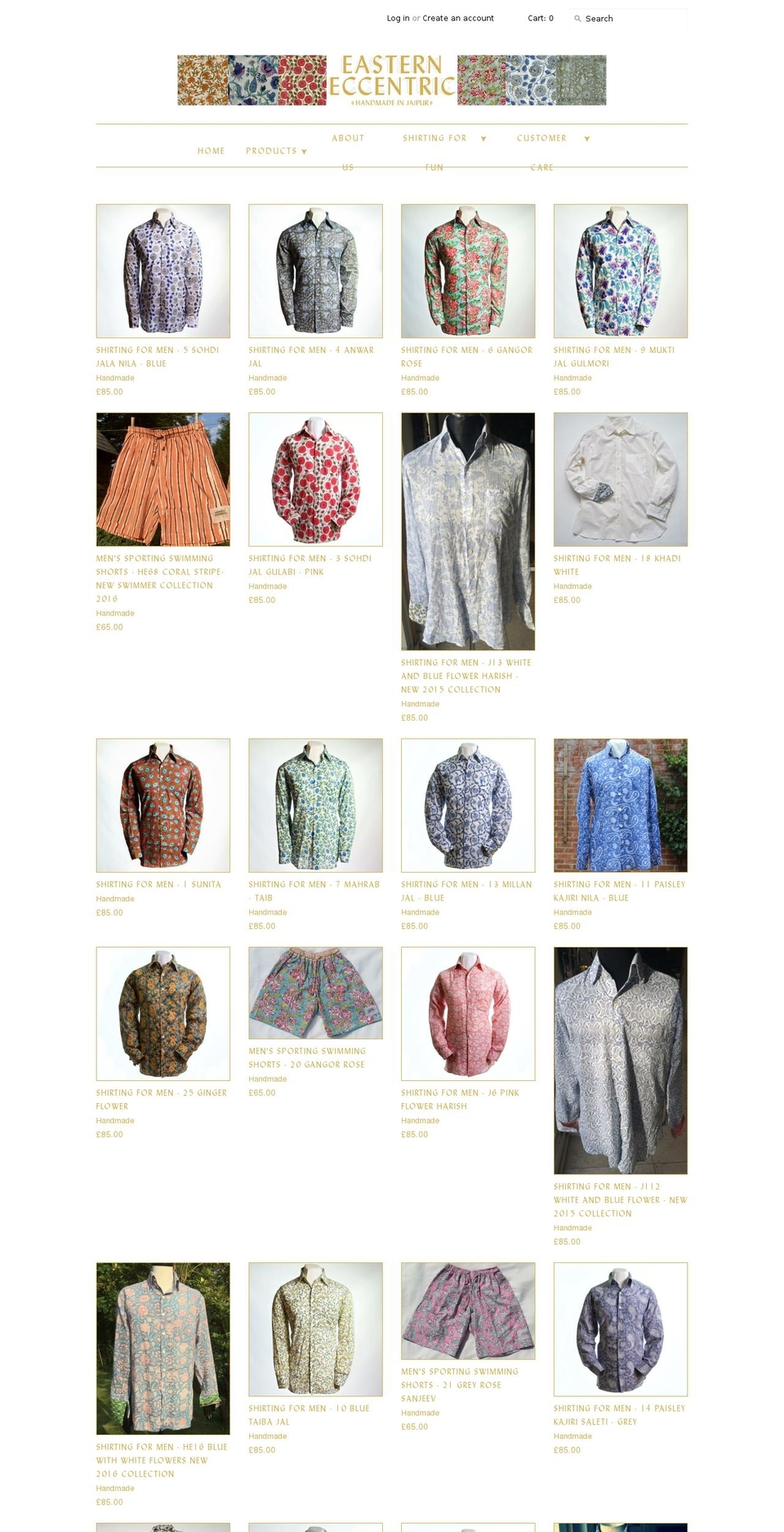 shirting.info shopify website screenshot