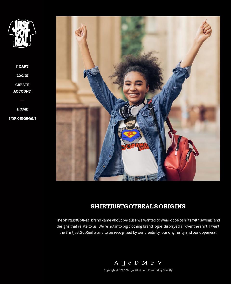 shirtjustgotreal.net shopify website screenshot