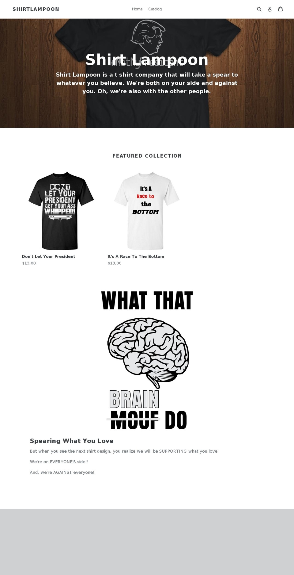 shirtlampoon.com — Shopify storefront screenshot