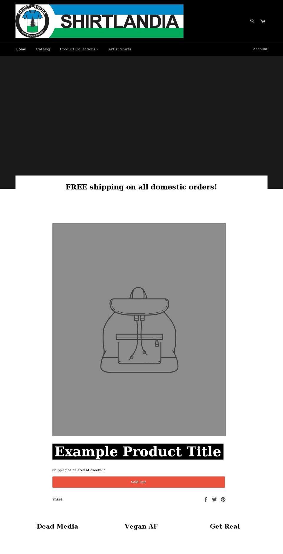 shirtlandia.net shopify website screenshot