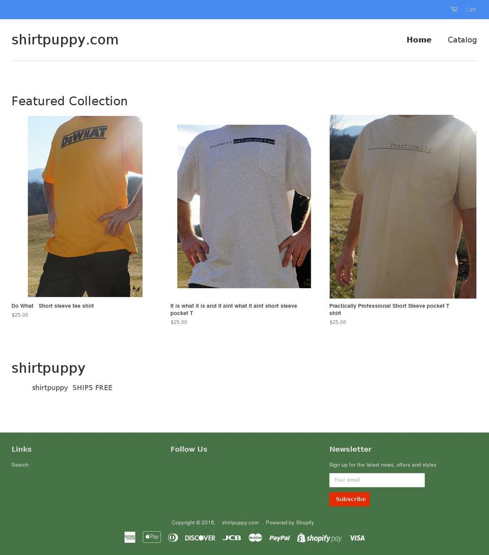 shirtpuppy.com shopify website screenshot