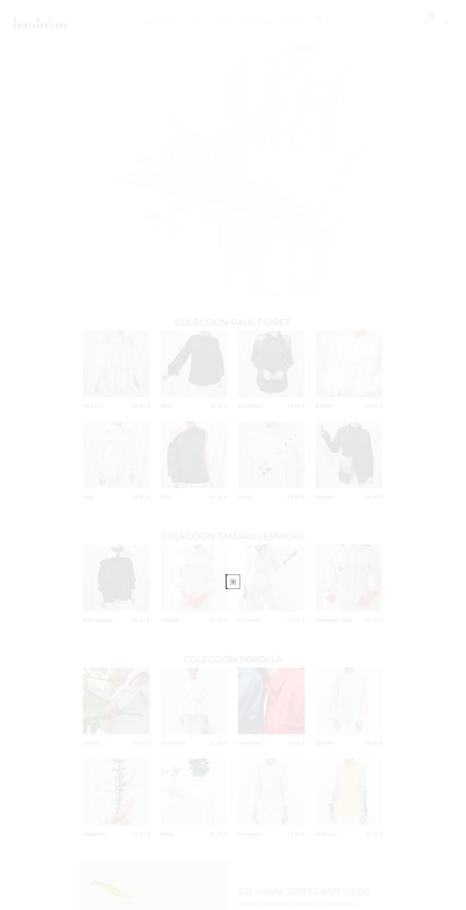 shirtsandicons.com — Shopify storefront screenshot