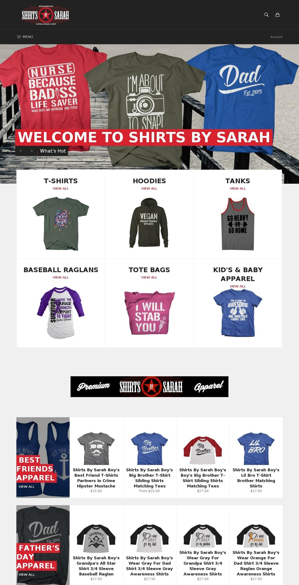 FASTOR Shopify theme site example shirtsbysarah.com