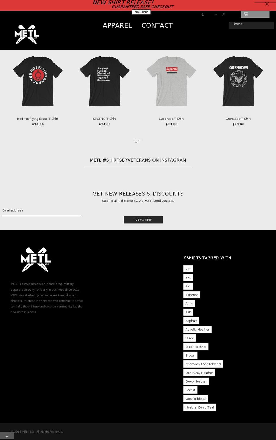 METL 3.0 Shopify theme site example shirtsbyvets.com