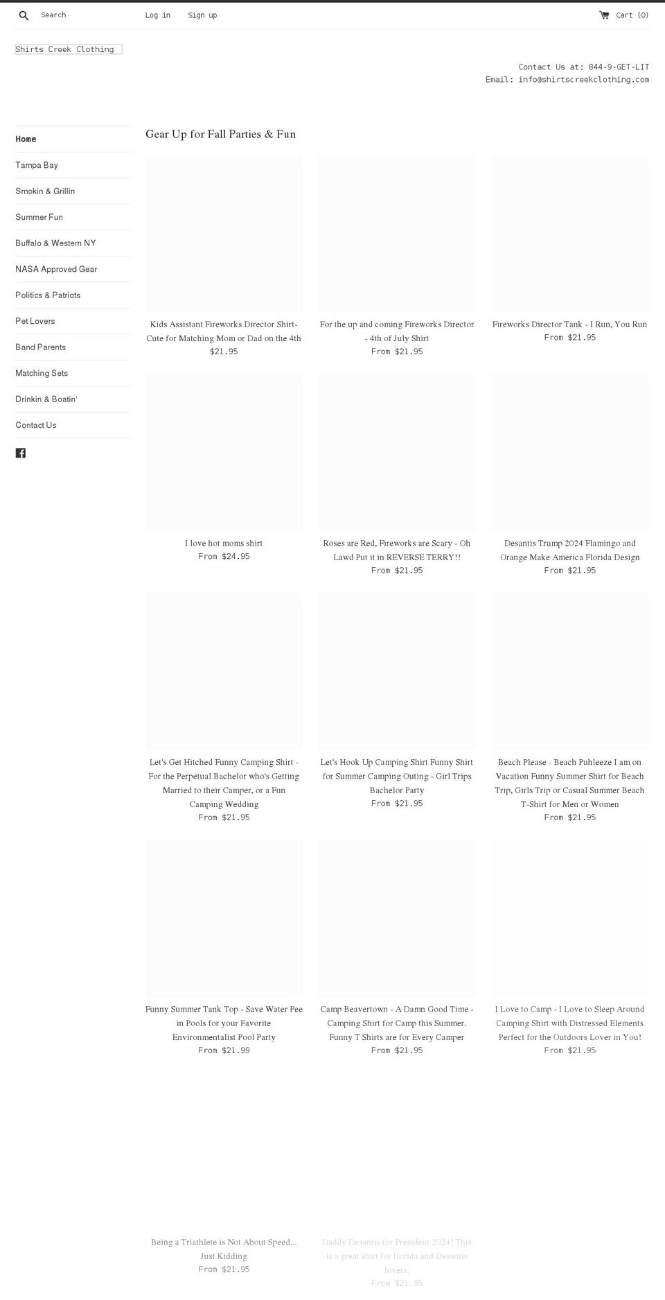 shirtscreekclothing.com shopify website screenshot