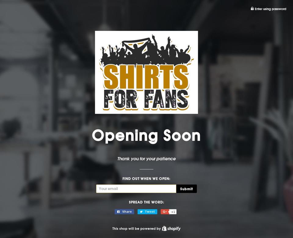 shirtsforfans.com shopify website screenshot