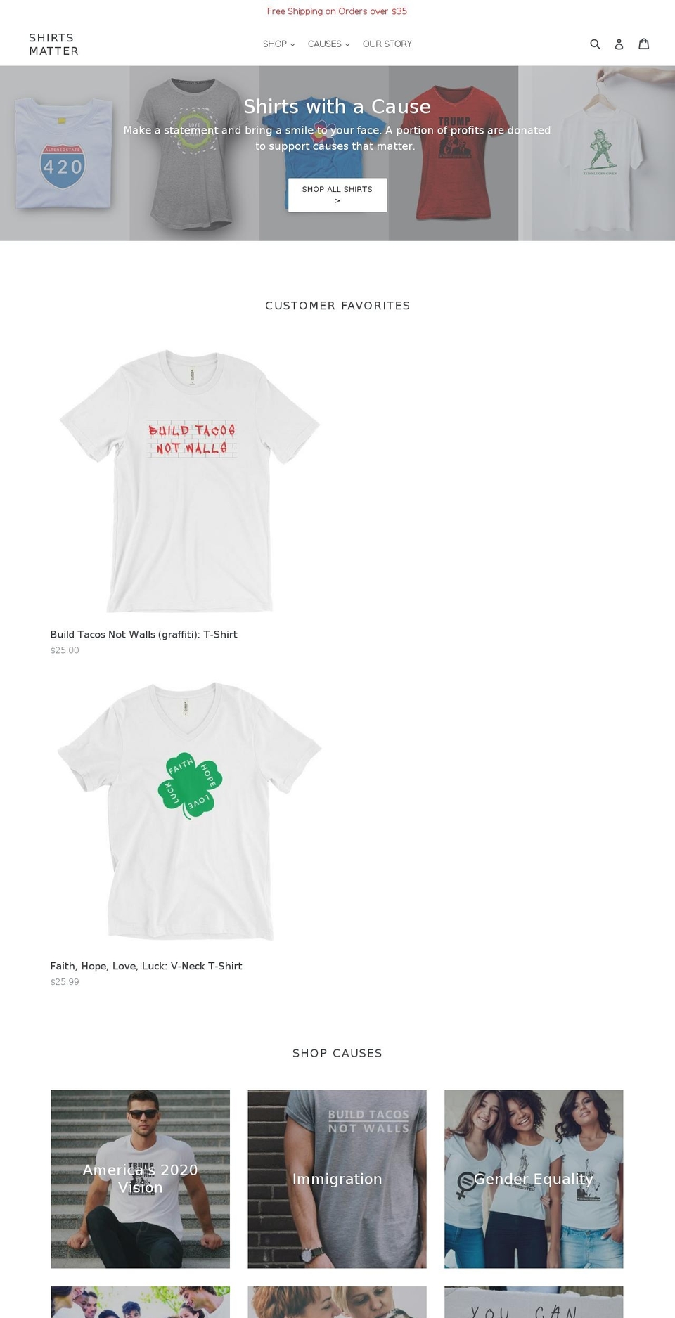 shirtsmatter.org shopify website screenshot