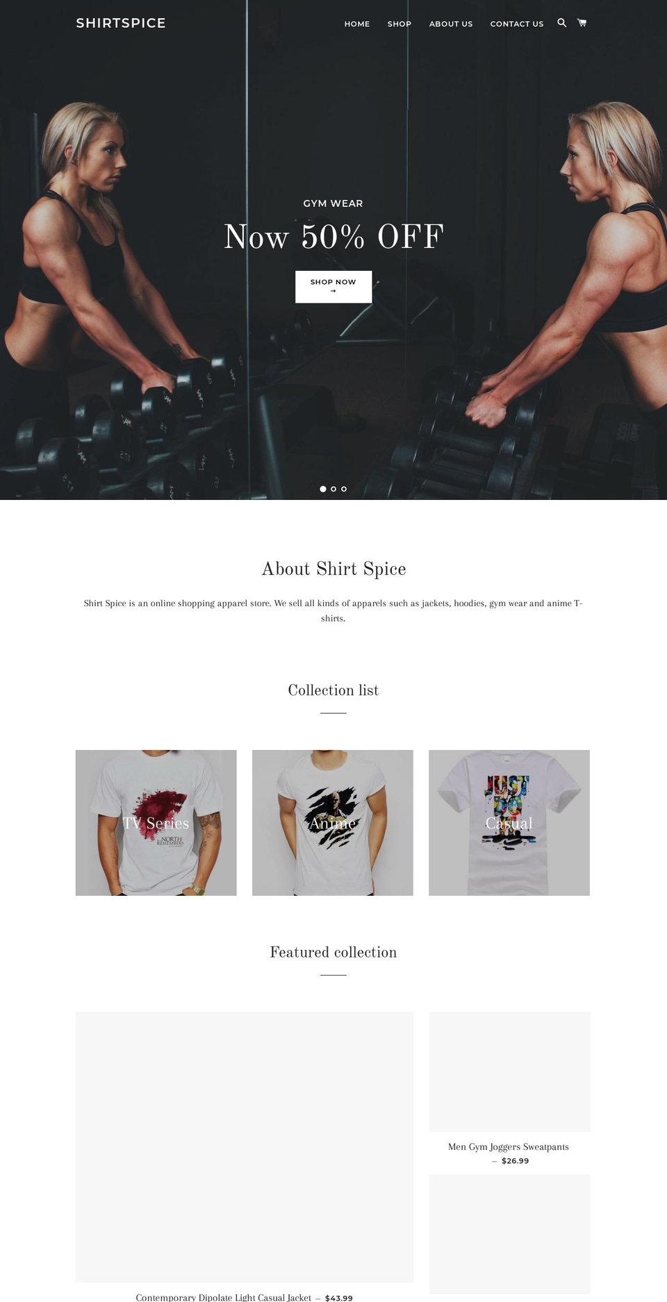 shirtspice.com — Shopify storefront screenshot
