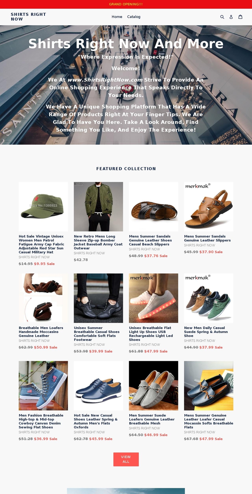 shirtsrightnow.com — Shopify storefront screenshot