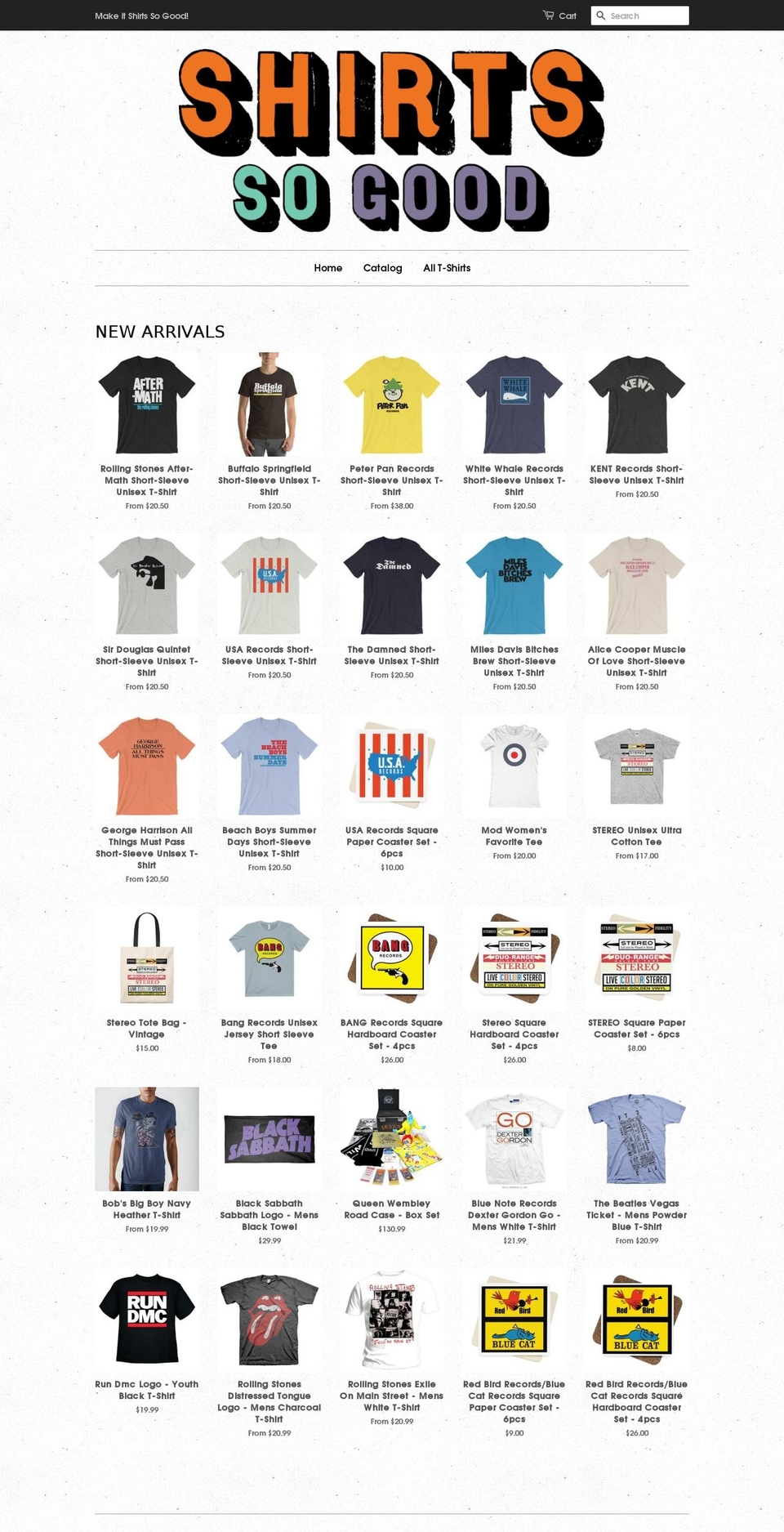 shirtssogood.com shopify website screenshot