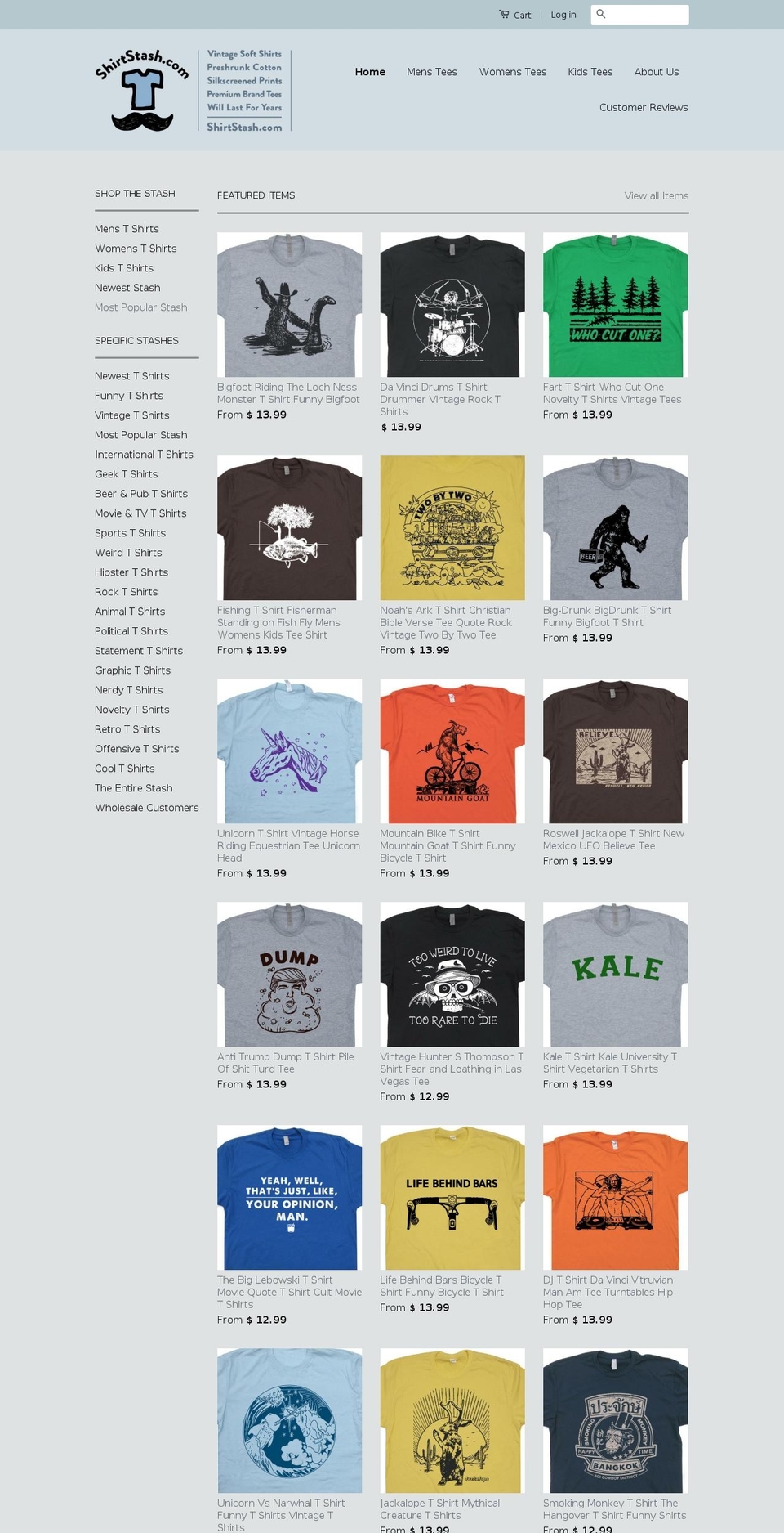shirtstash.com shopify website screenshot