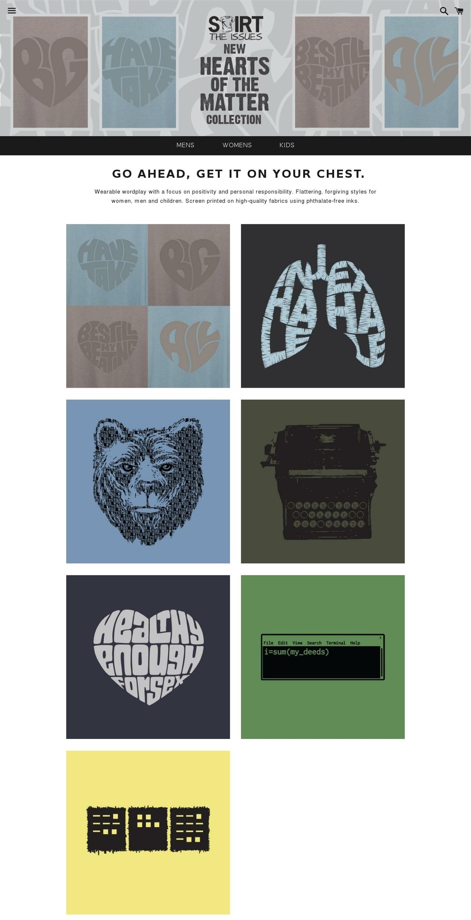 shirttheissues.com shopify website screenshot