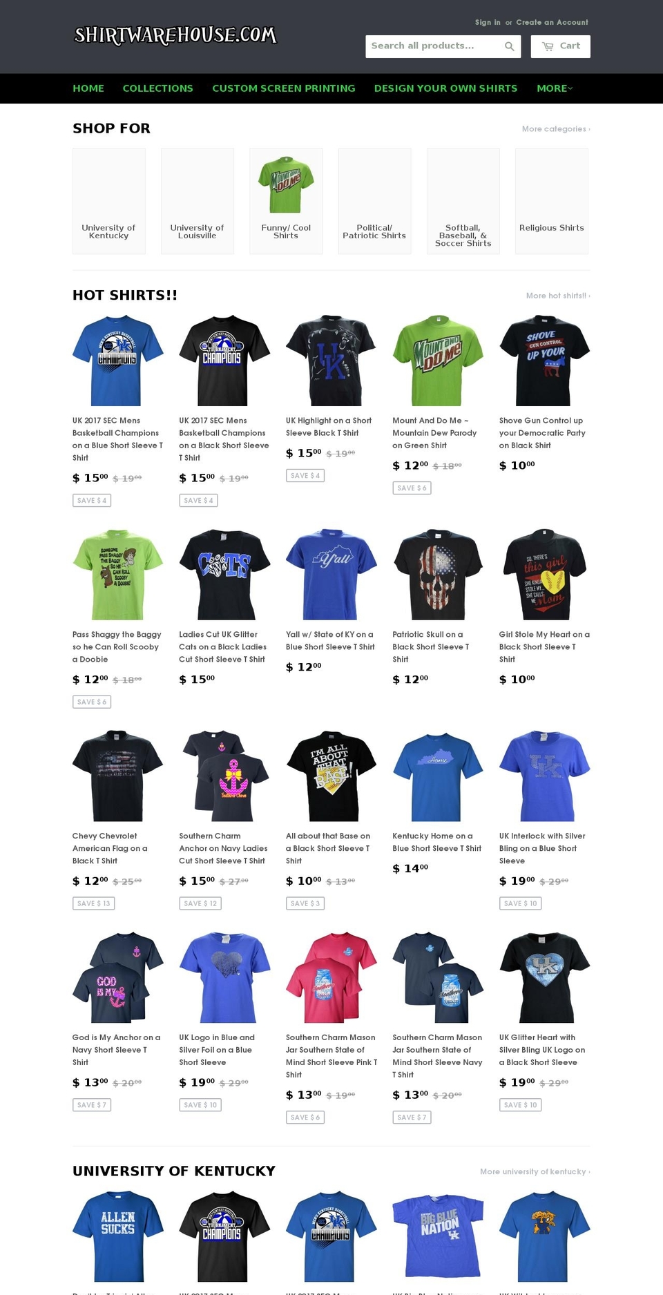 shirtwarehouse.mobi shopify website screenshot