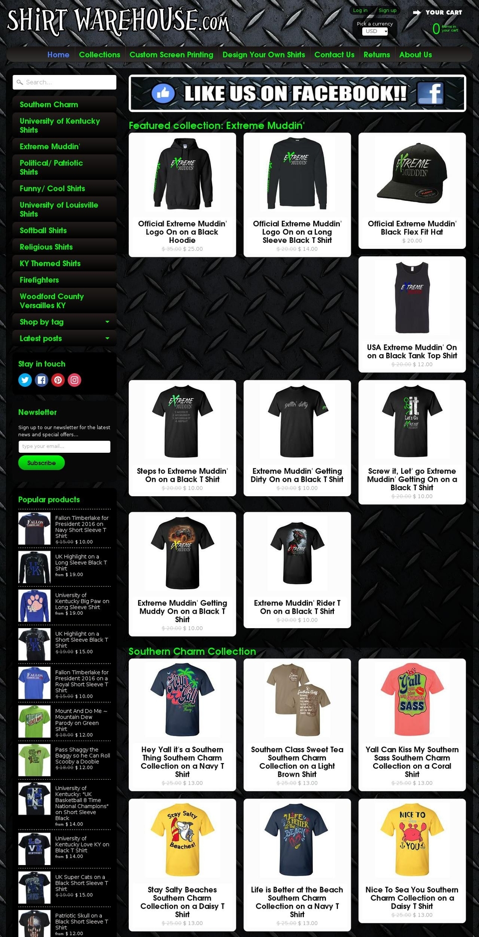 shirtwarehouse.org shopify website screenshot