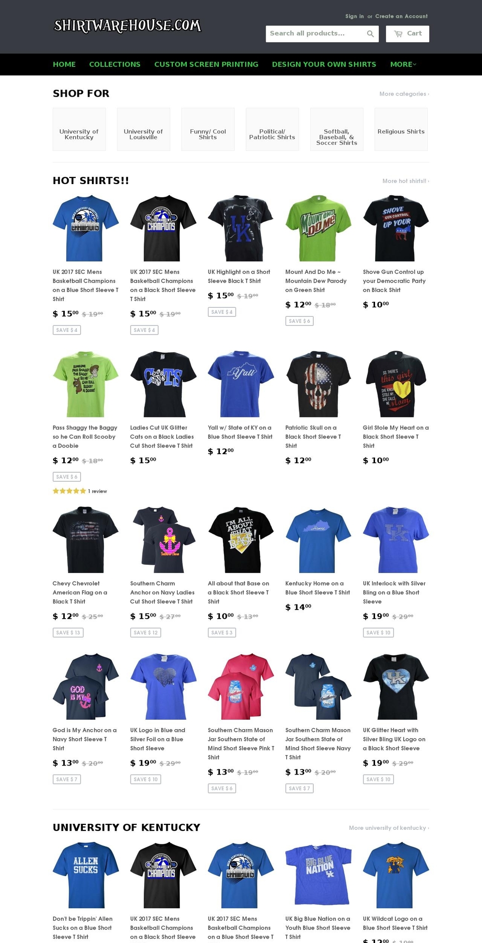 shirtwarehouse.us shopify website screenshot