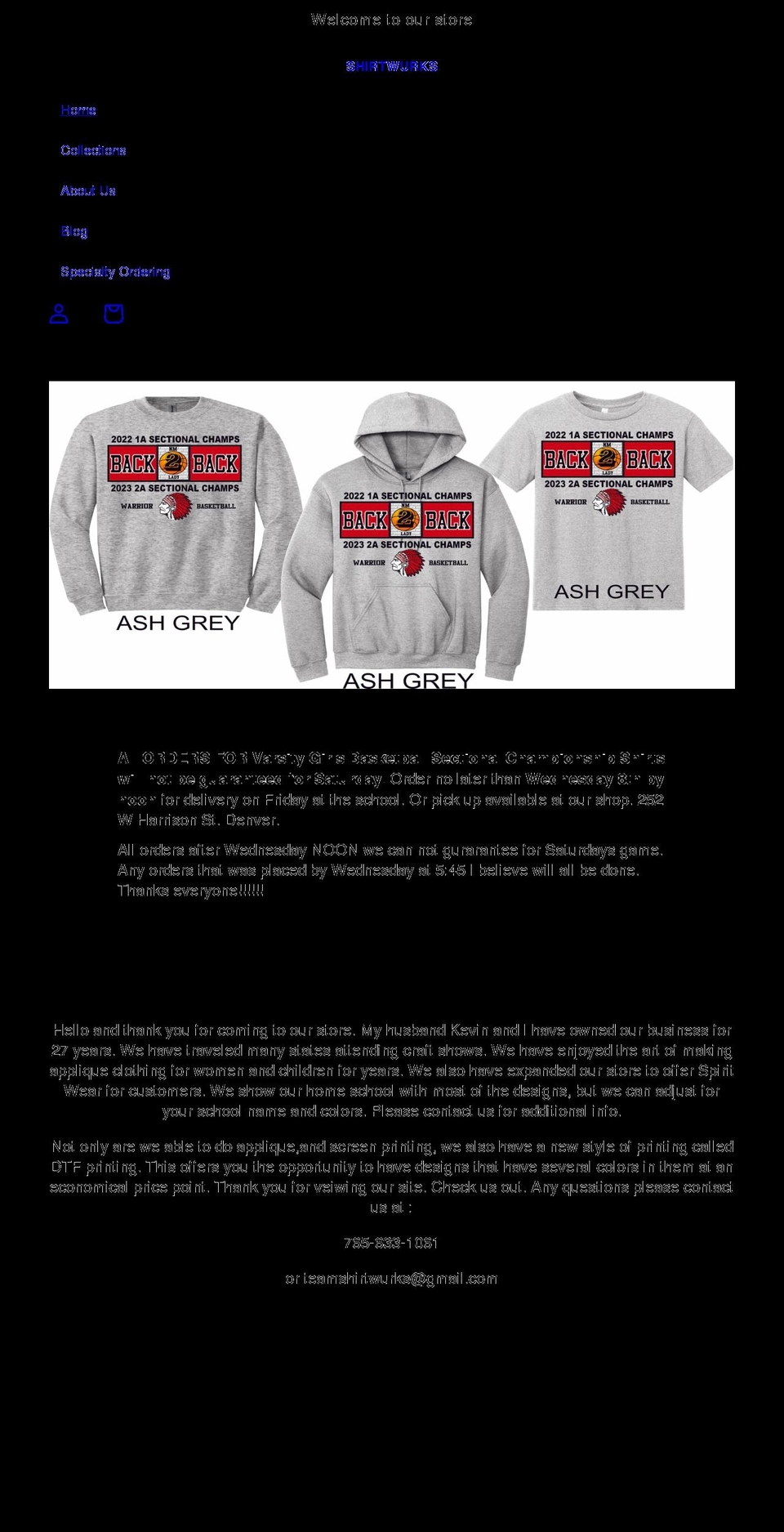 shirtwurks.com shopify website screenshot