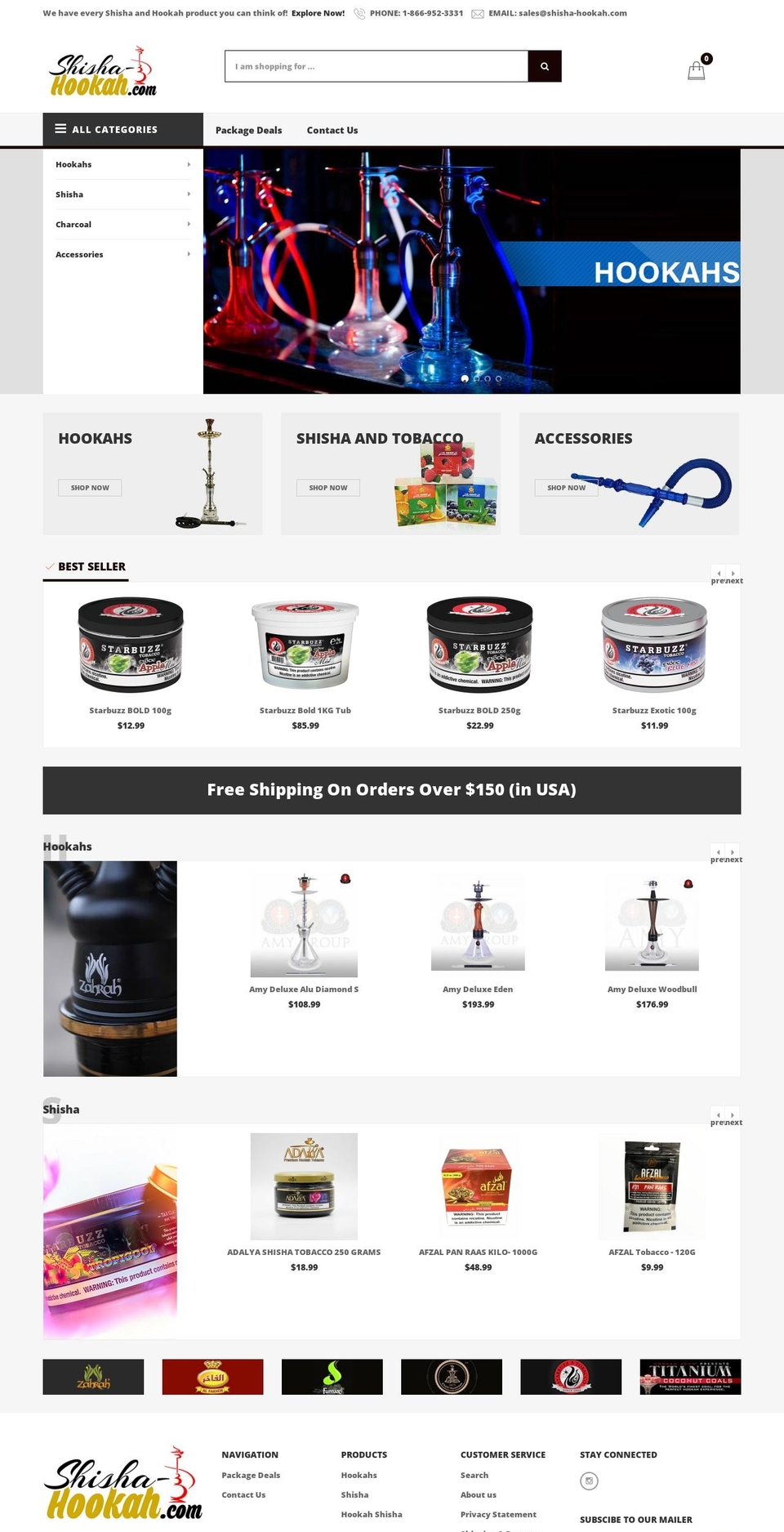 shisha-hookah.com shopify website screenshot