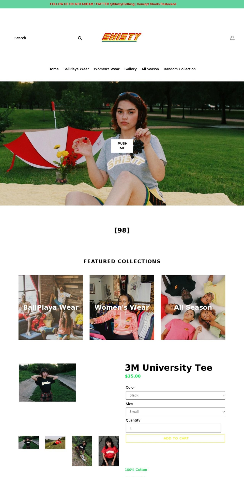 shistyclothing.com — Shopify storefront screenshot