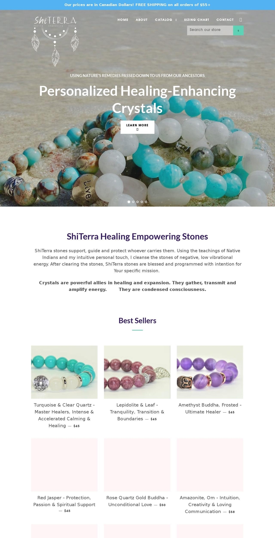 shiterracrystals.com — Shopify storefront screenshot