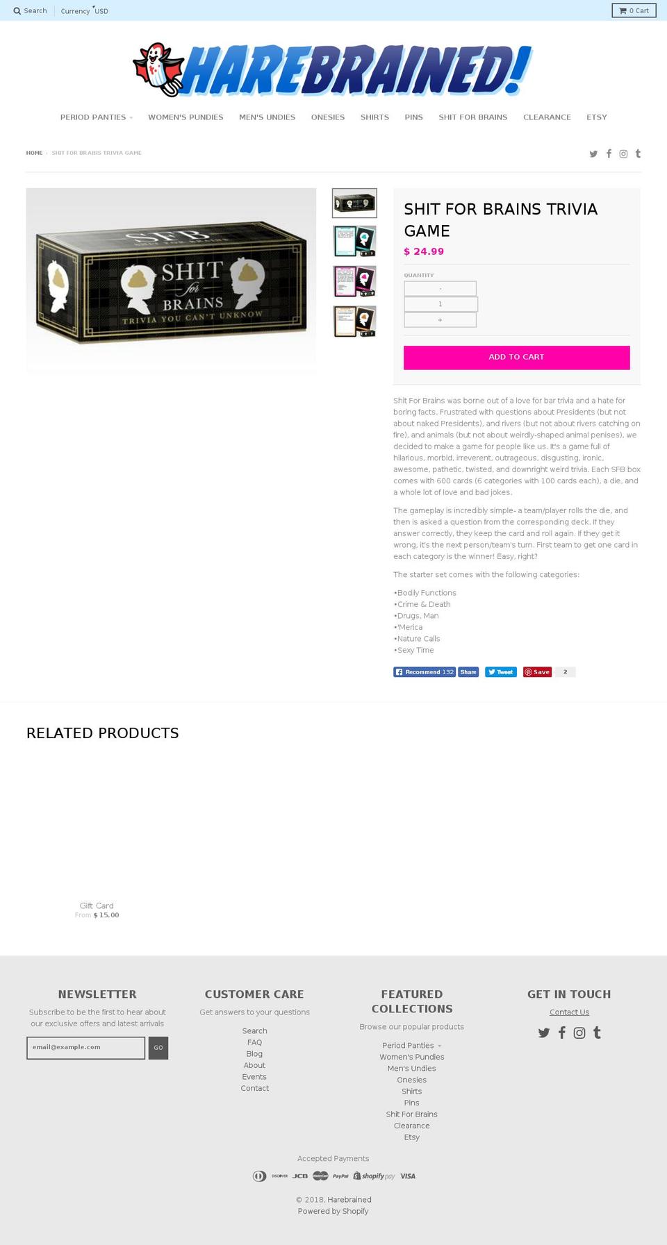 shitforbrainsgame.com — Shopify storefront screenshot