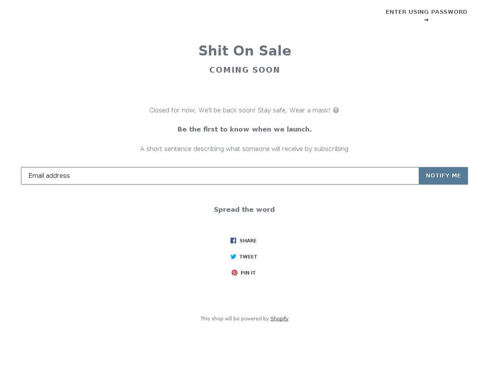 shitonsale.com shopify website screenshot