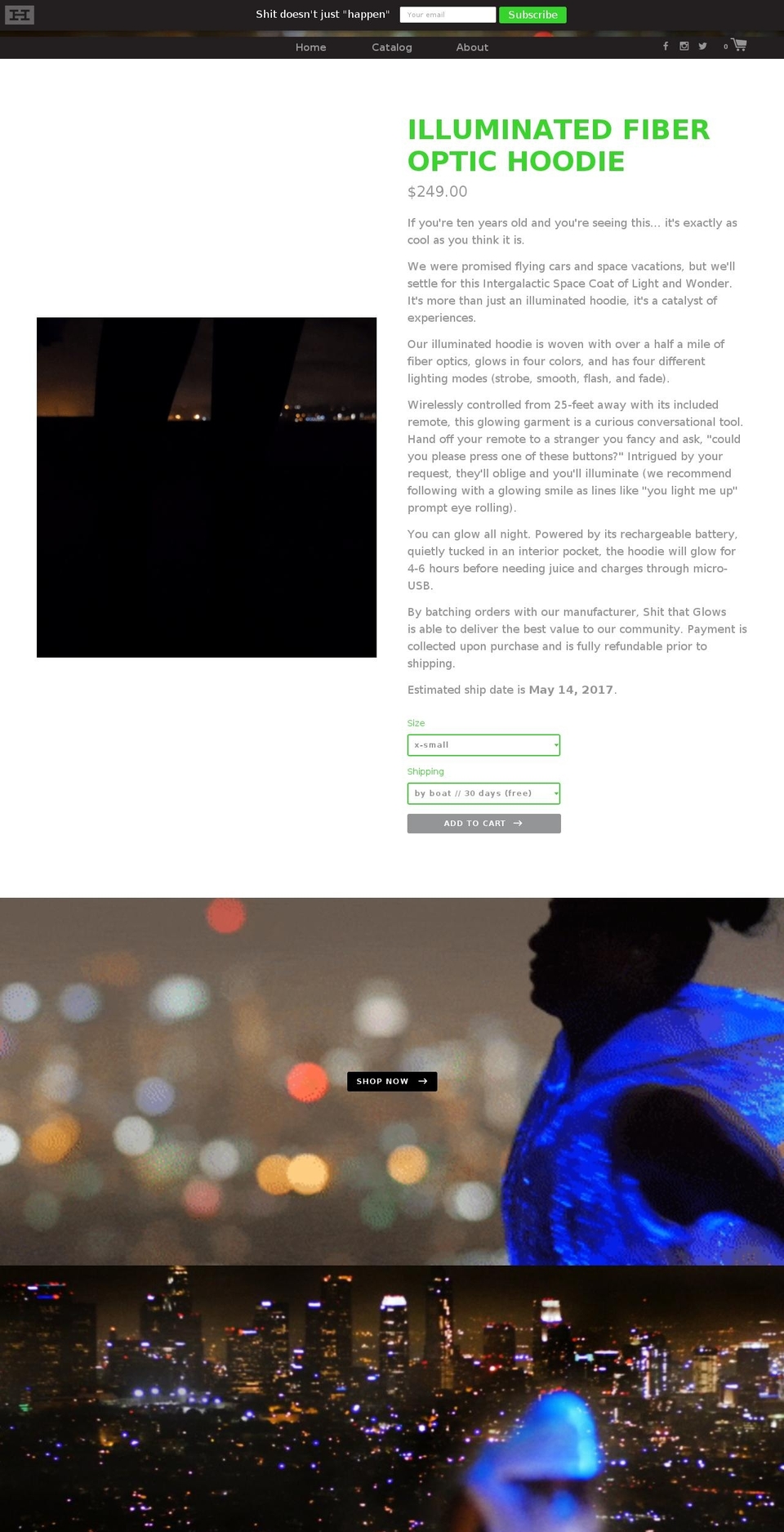 shitthatglows.com shopify website screenshot