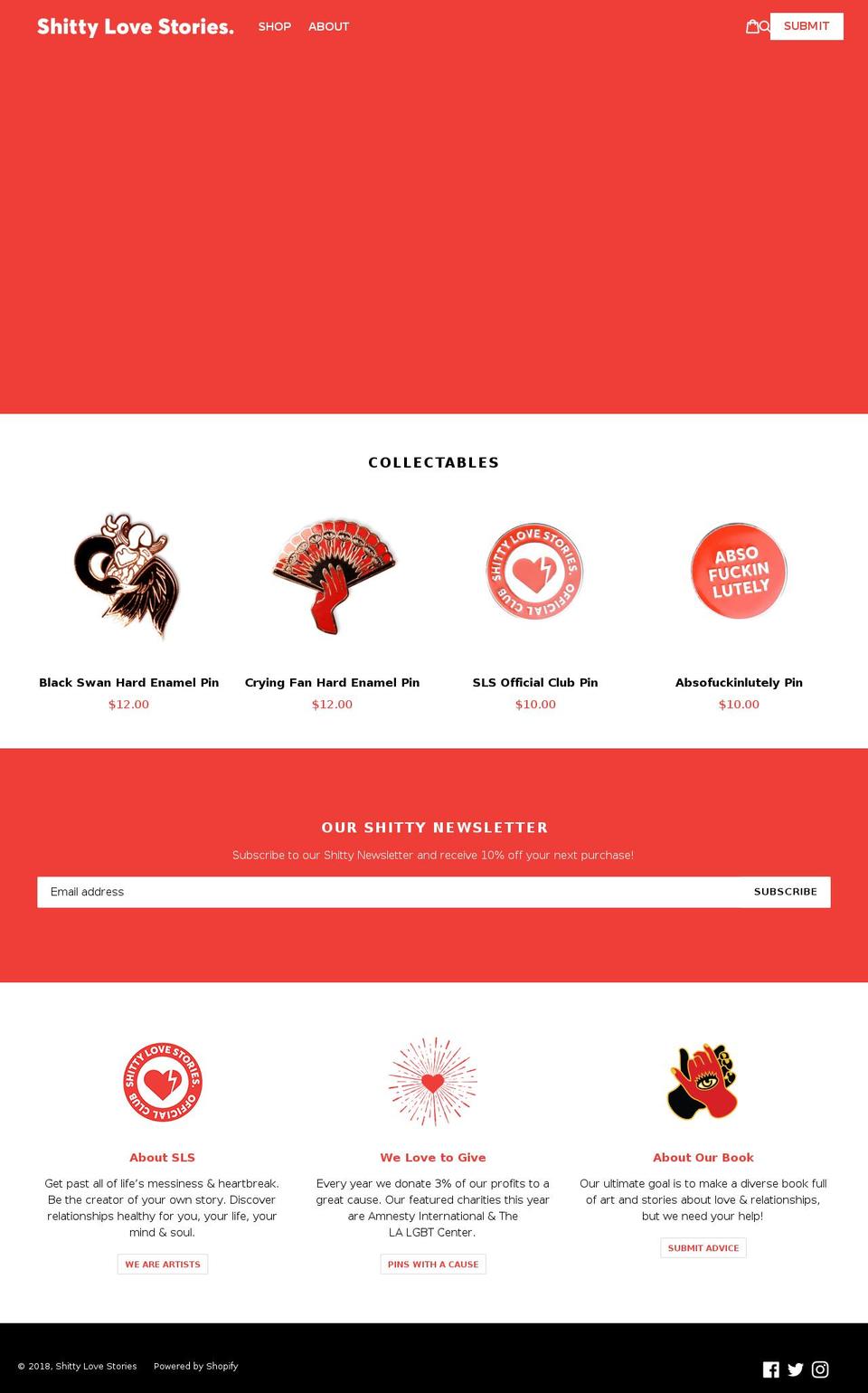 shittylovestories.com — Shopify storefront screenshot