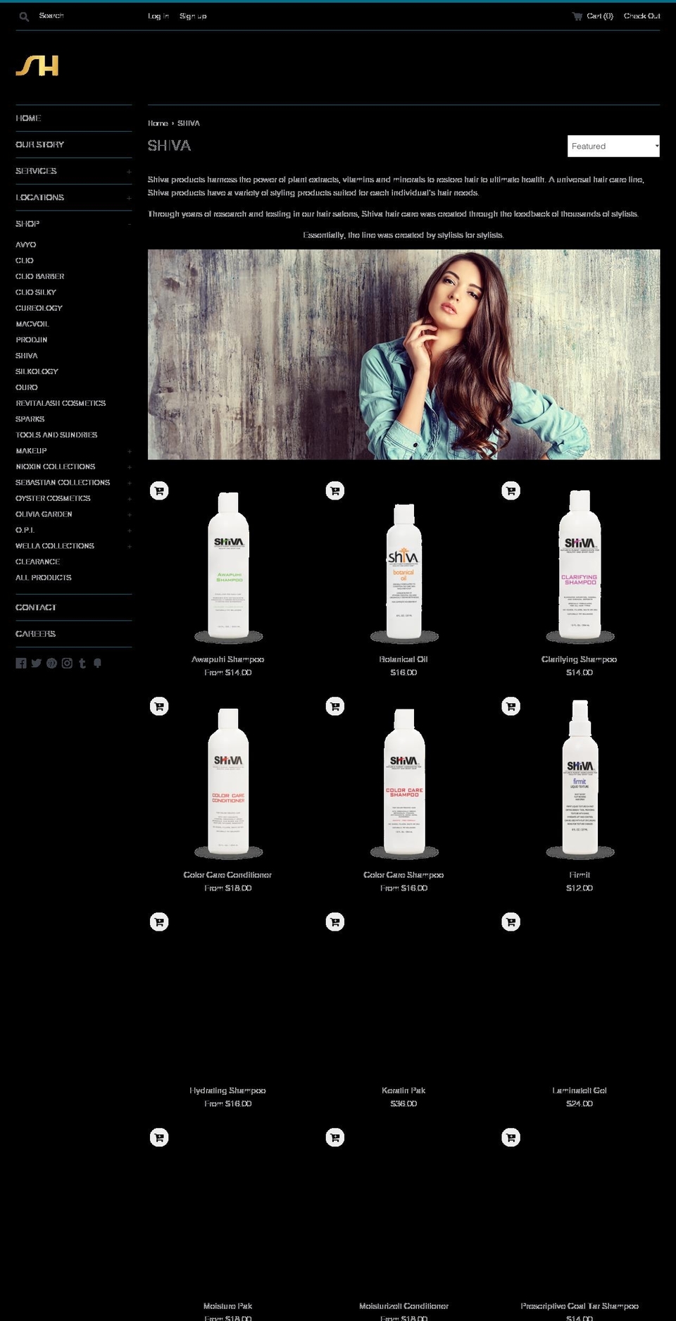 shivahair.com — Shopify storefront screenshot