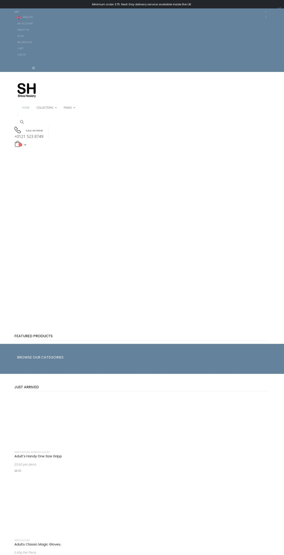 shivahosiery.com shopify website screenshot