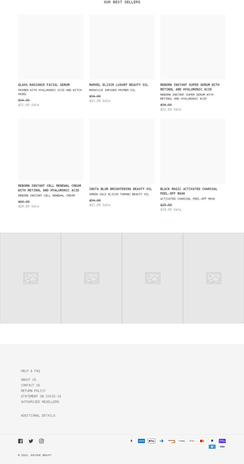 shivanibeauty.com — Shopify storefront screenshot