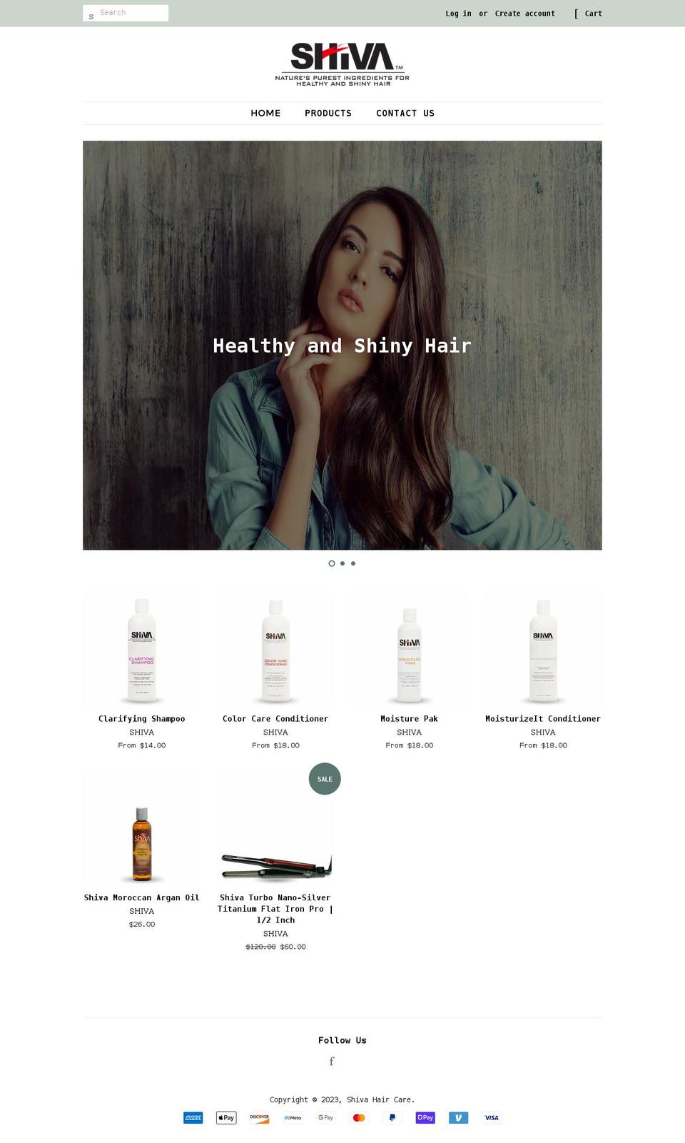 shivaproducts.com shopify website screenshot