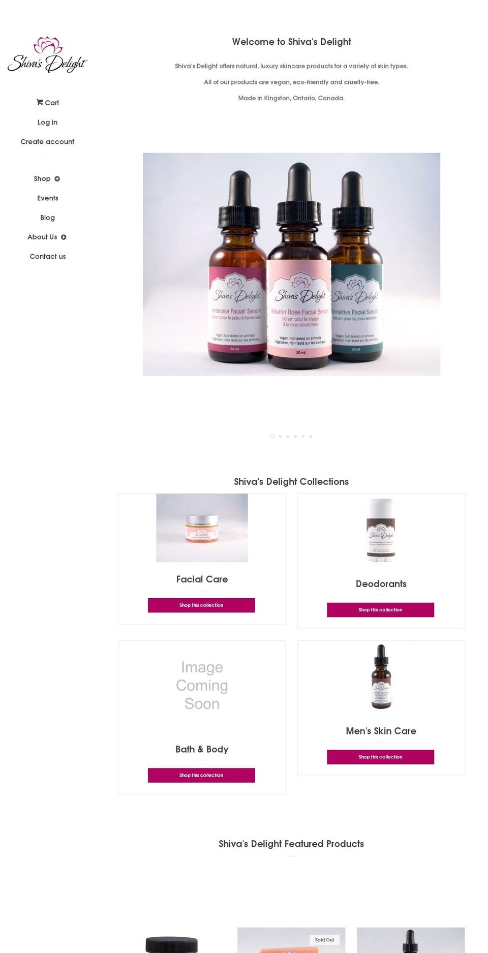 shivasdelight.com — Shopify storefront screenshot
