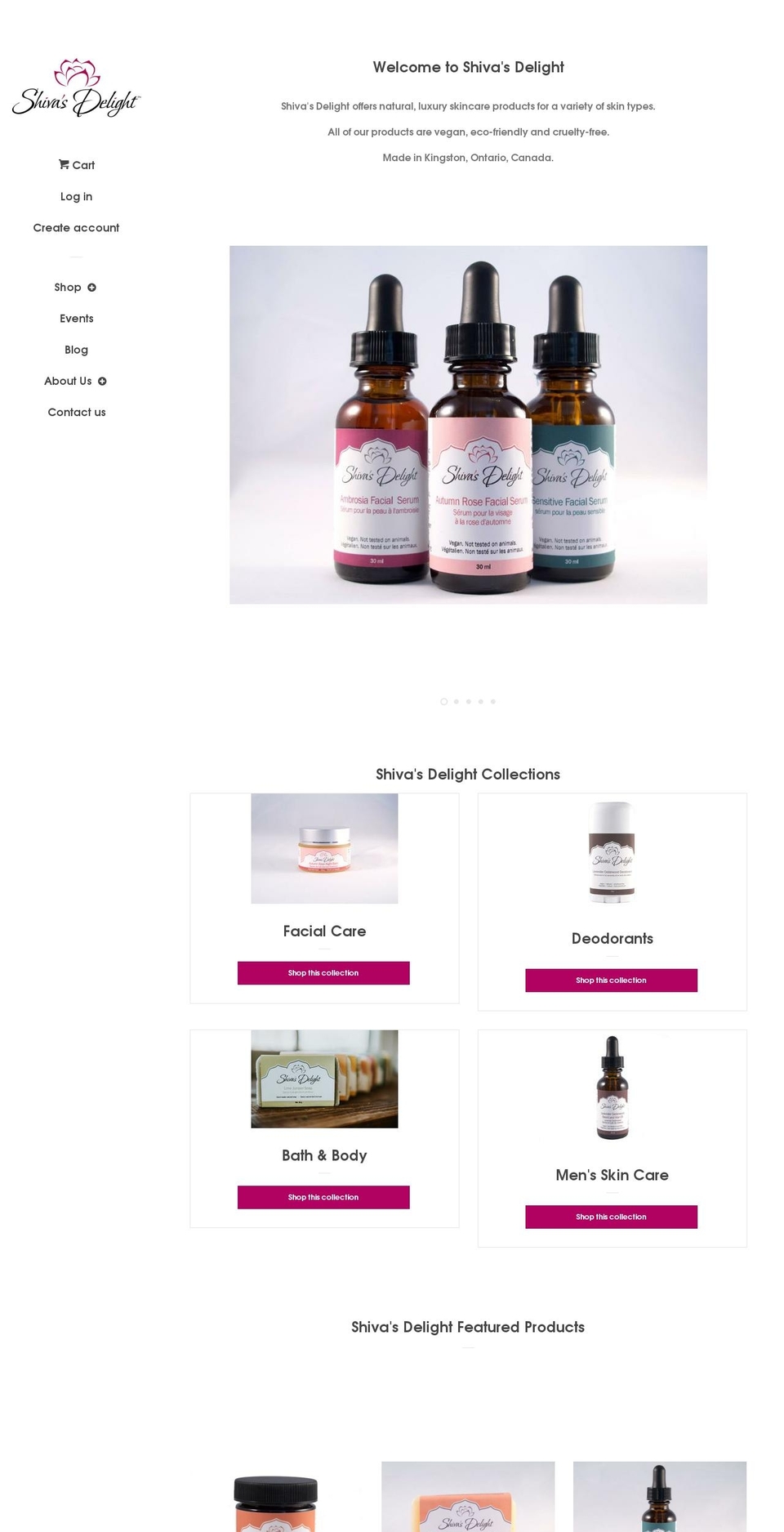 shivasdelight.org shopify website screenshot