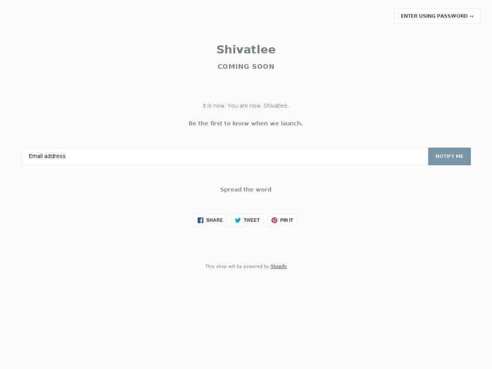 shivatlee.com shopify website screenshot