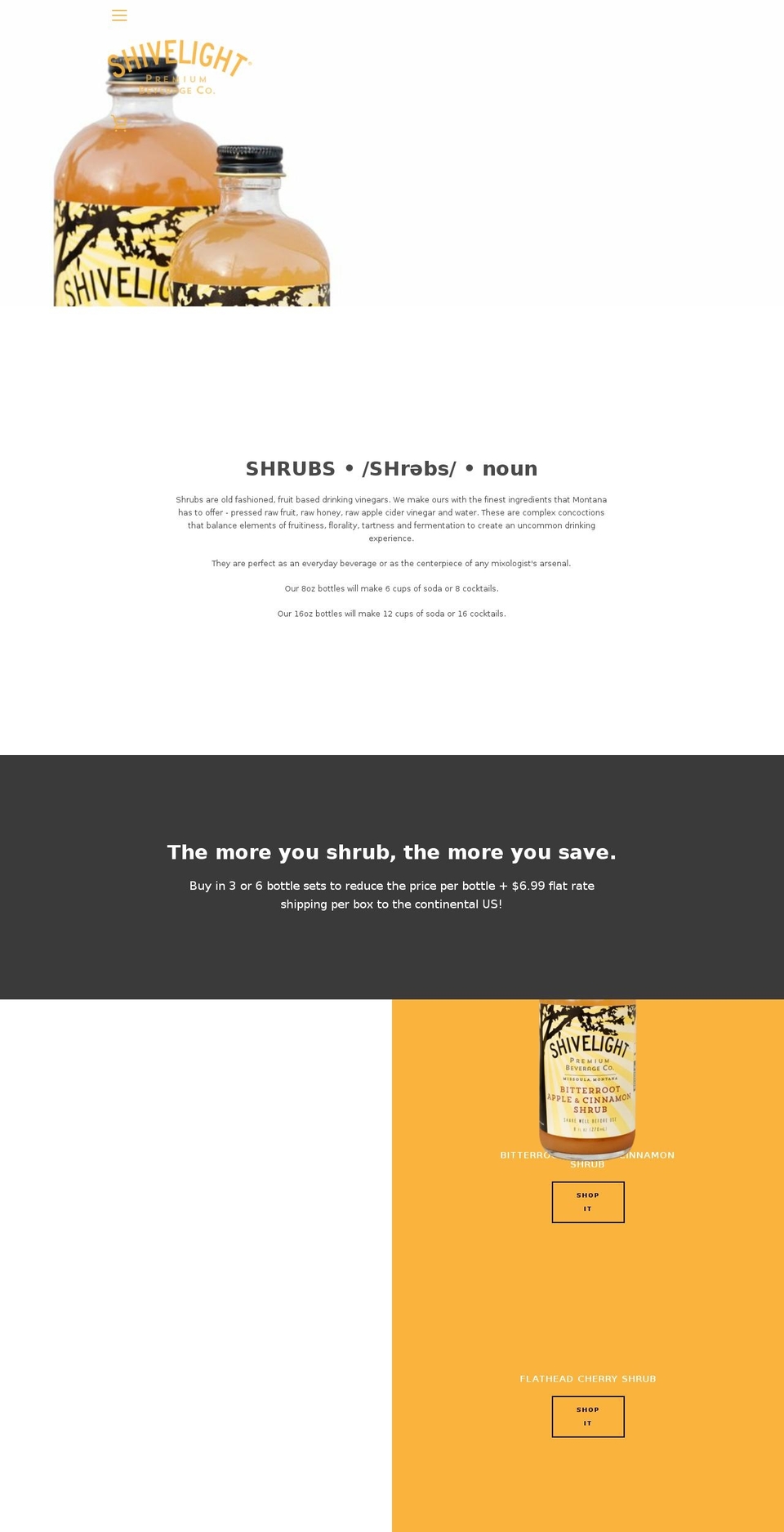 shivelightbeverage.com — Shopify storefront screenshot