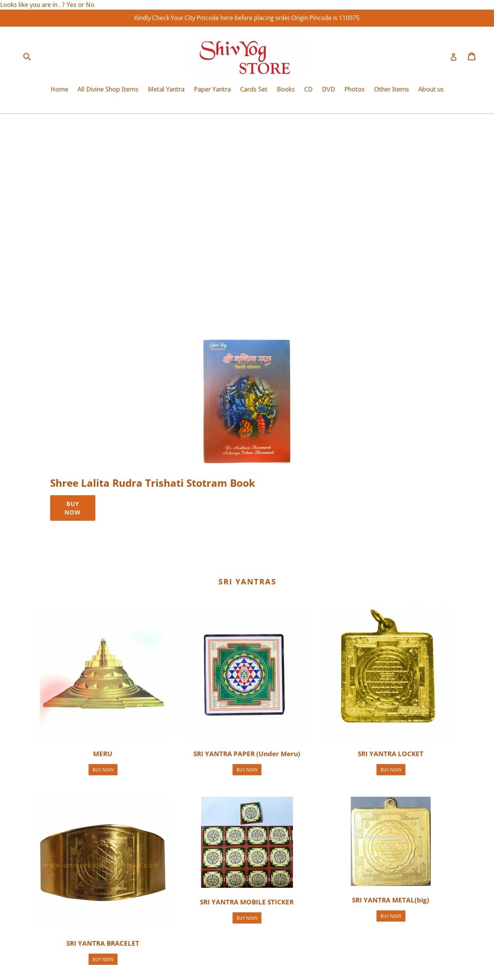 shivyogdivineshop.com — Shopify storefront screenshot