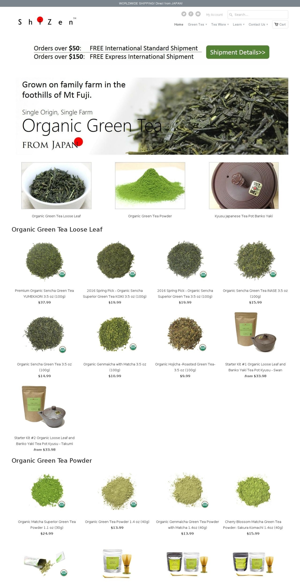 shizen-tea.myshopify.com shopify website screenshot