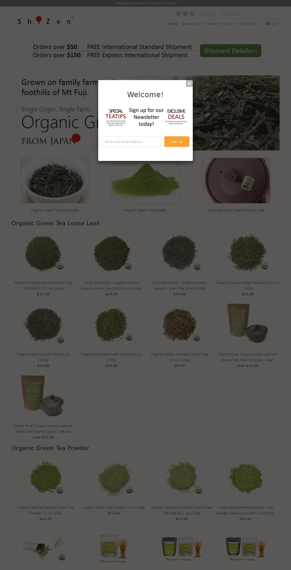 shizentea.com shopify website screenshot