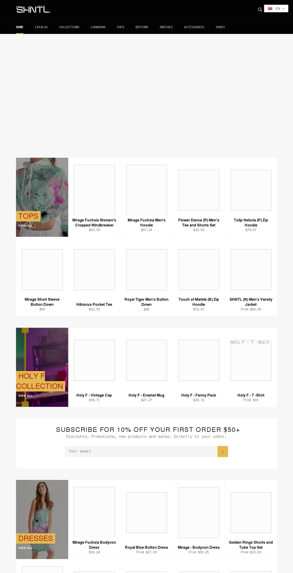 shntl.com shopify website screenshot