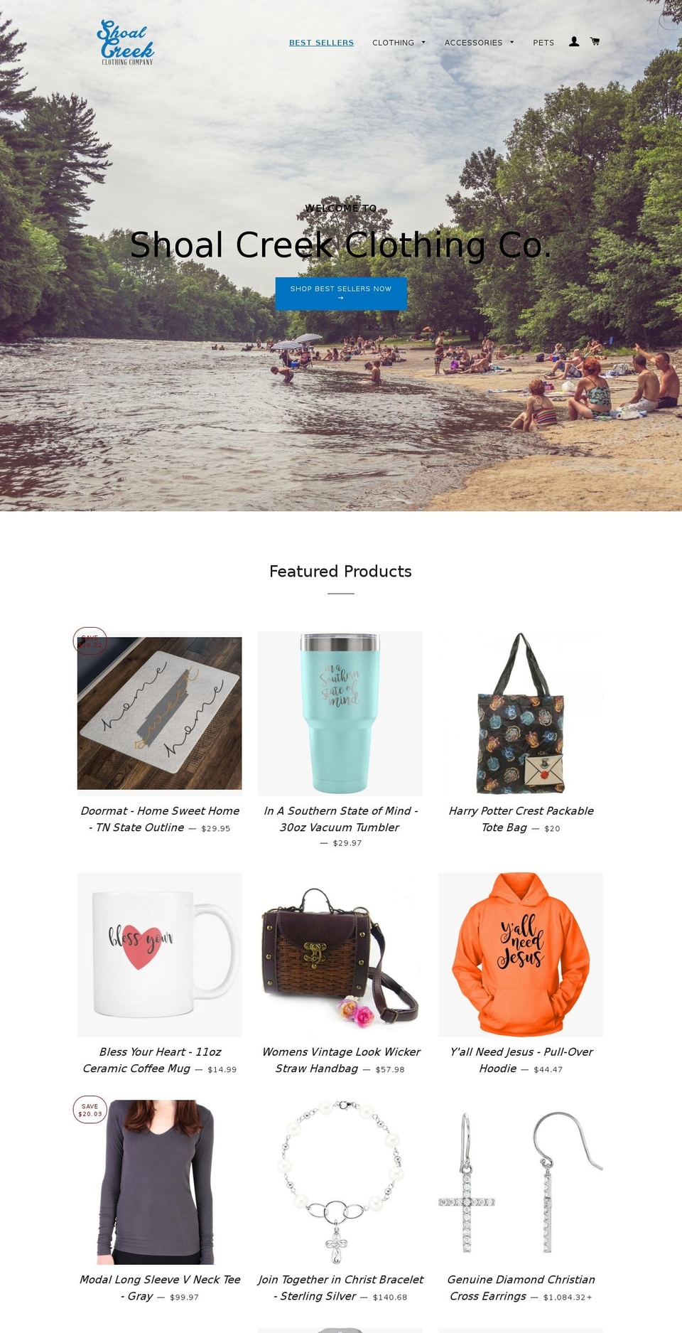 shoalcreekclothing.com shopify website screenshot