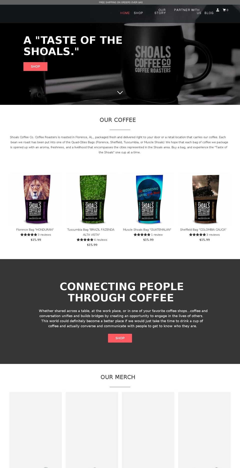 shoalscoffeeco.com shopify website screenshot